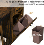 71" Large Dog Crate Furniture for 2 Dogs, Wood Dog Kennel with Drawer, Furniture Style Dog Crates, Decorative Dog Crate with Tilt Out Trash Cabinet, Divider and Sliding Barn Door (Retro Bright Brown)