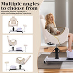 LOUVIXA Pedicure Station No Plumbing, Hydraulic Pedicure Chair for Nail Tech, Height Adjustable Reclining Pedicure Station Unit, with Massage Foot Bath (Cream White-Pillow)