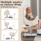 LOUVIXA Pedicure Station No Plumbing, Hydraulic Pedicure Chair for Nail Tech, Height Adjustable Reclining Pedicure Station Unit, with Massage Foot Bath (Cream White-Pillow)