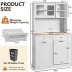 LOUVIXA 68.4" Kitchen Pantry Storage Cabinet, Freestanding Cupboard with Shelf, 2 Drawers and 1 Tilt Out Trash Cabinet, Tall Cabinets for Kitchen, Dinning Room, Living Room (White, Double Tilt)