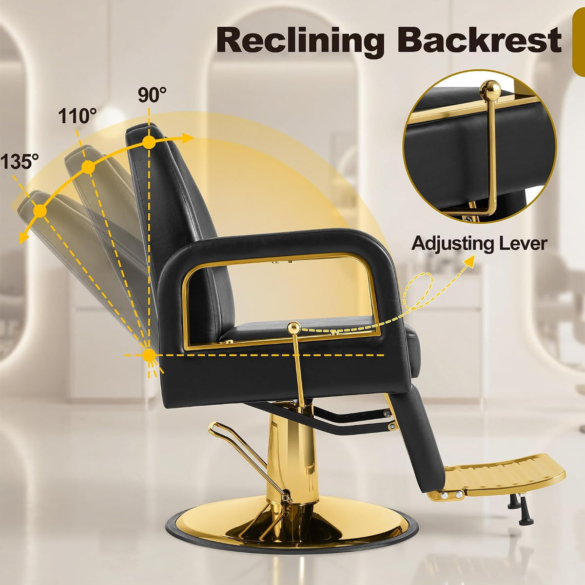 LOUVIXA Barber Chair Heavy Duty (Black)