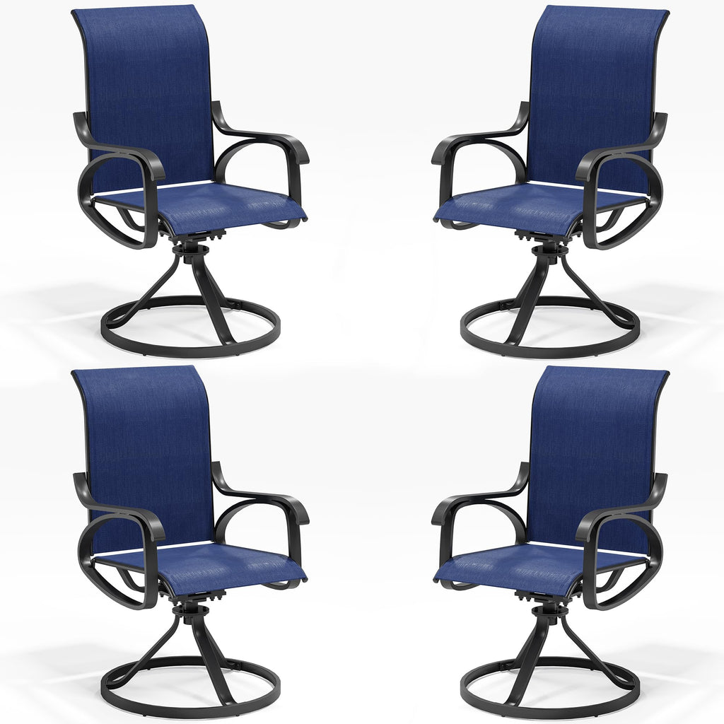 LOUVIXA Patio Swivel Chair Set of 8, All-Weather Patio Swivel Rocking Chair, High Back Patio Dining Chairs for Backyard, Porch, Lawn, Garden(8, Navy Blue)