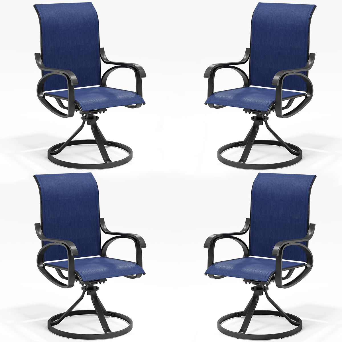 LOUVIXA Patio Swivel Chair Set of 8, All-Weather Patio Swivel Rocking Chair, High Back Patio Dining Chairs for Backyard, Porch, Lawn, Garden(8, Navy Blue)