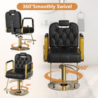 Barber Salon Chair for Hair Sylist, Hydraulic Salon Chairs with Headrest, Height Adjustable Barber Chairs, Reclining Barber Styling Chairs, 360 Degrees Rotation Shampoo Chair for Barbershop(White)