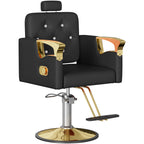 LOUVIXA Barber Chair Reclining, Salon Chairs for Hair Stylist, Height Adjustable Salon Styling Chair, Heavy Duty Barber Chairs, 360 Swivel Barbershop Chair (Rosa-Sliver, 330LBS)