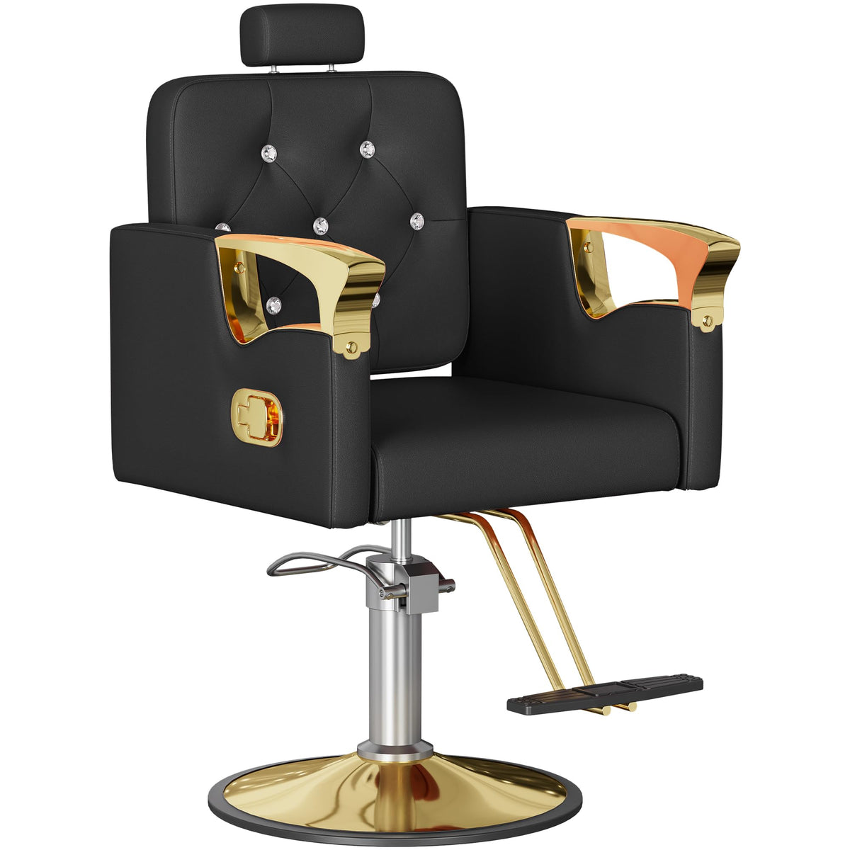 LOUVIXA Barber Chair Reclining, Salon Chairs for Hair Stylist, Height Adjustable Salon Styling Chair, Heavy Duty Barber Chairs, 360 Swivel Barbershop Chair (Rosa-Sliver, 330LBS)