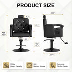 LOUVIXA Barber Chair Reclining, Salon Chairs for Hair Stylist, Height Adjustable Salon Styling Chair, Heavy Duty Barber Chairs, 360 Swivel Barbershop Chair (Rosa-Sliver, 330LBS)