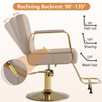 Barber Salon Chair for Hair Sylist, Hydraulic Salon Chairs with Headrest, Height Adjustable Barber Chairs, Reclining Barber Styling Chairs, 360 Degrees Rotation Shampoo Chair for Barbershop(White)
