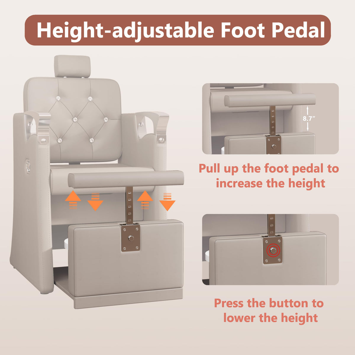 LOUVIXA Pedicure Station for Nail Tech, No Plumbing Pedicure Chair with Massage Pedicure Tub