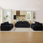 Modular Sectional Sofa, Boneless Couches for Living Room, Corduroy Couch, Big Comfy Couch, Modular Cloud Sofa with Deep Seat (Grey, 2 Pieces-Loveseat)