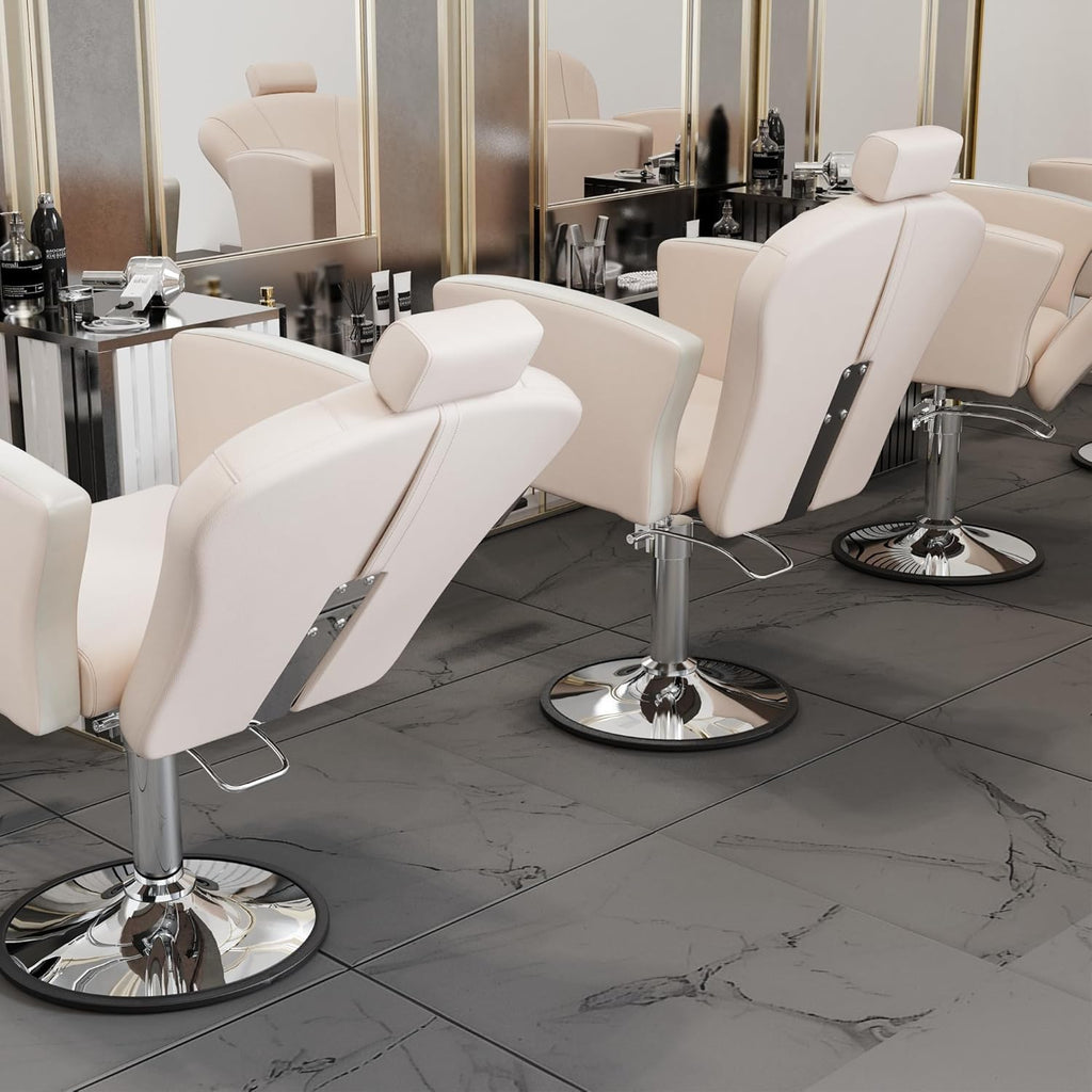 LOUVIXA Height Adjustable Salon Chair for Hair Sylist, Reclining Salon Hair Chairs, Hydraulic Barber Chair, 360 Degree Swivel Shampoo Chairset for Barbershop (Grey)