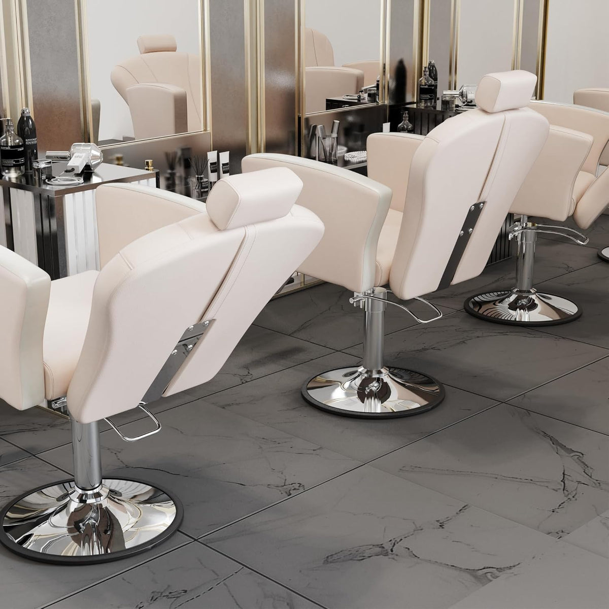 LOUVIXA Height Adjustable Salon Chair for Hair Sylist, Reclining Salon Hair Chairs, Hydraulic Barber Chair, 360 Degree Swivel Shampoo Chairset for Barbershop (Grey)