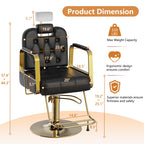 Barber Salon Chair for Hair Sylist, Hydraulic Salon Chairs with Headrest, Height Adjustable Barber Chairs, Reclining Barber Styling Chairs, 360 Degrees Rotation Shampoo Chair for Barbershop(White)