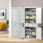 LOUVIXA 72" Kitchen Pantry Storage Cabinet, Freestanding Cupboard with 2 Cabinets, Drawer and Adjustable Shelves, Tall Storage Cabinet for Kitchen, Dinning Room, Living Room (White)