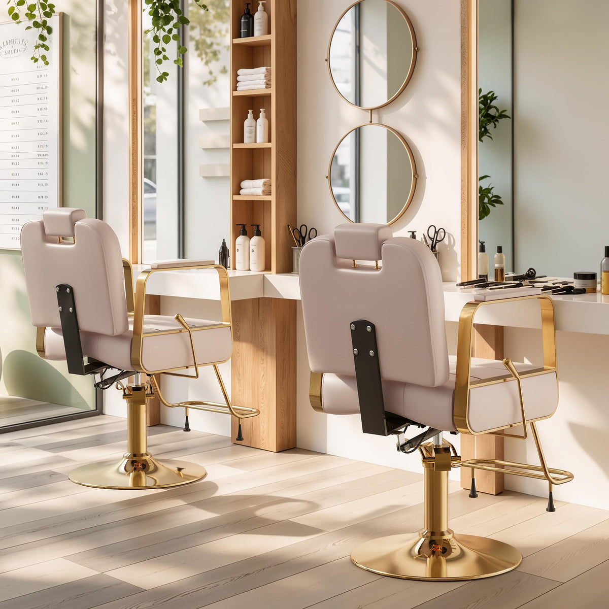 Barber Salon Chair for Hair Sylist, Hydraulic Salon Chairs with Headrest, Height Adjustable Barber Chairs, Reclining Barber Styling Chairs, 360 Degrees Rotation Shampoo Chair for Barbershop(White)