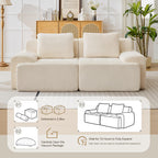 Modular Sectional Sofa, Boneless Couches for Living Room, Corduroy Couch, Big Comfy Couch, Modular Cloud Sofa with Deep Seat (Grey, 2 Pieces-Loveseat)