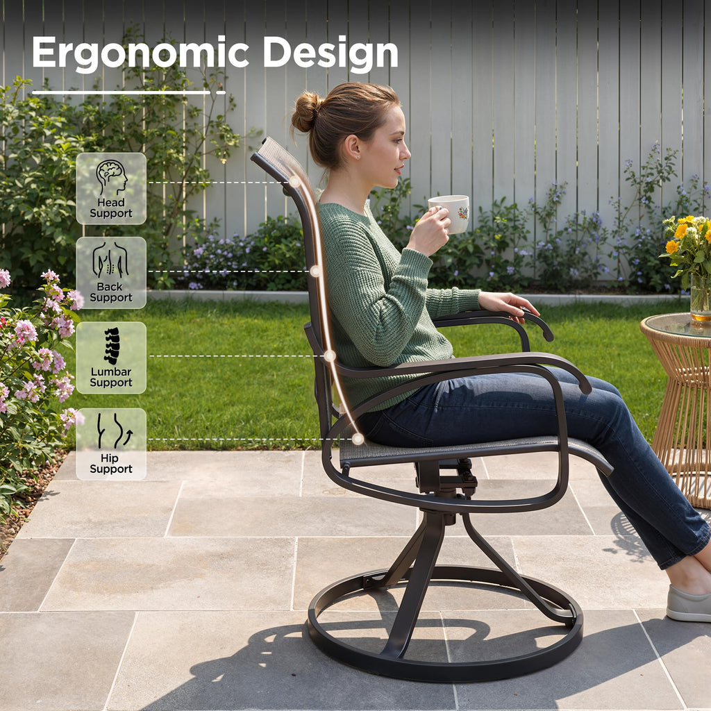LOUVIXA Patio Swivel Chair Set of 8, All-Weather Patio Swivel Rocking Chair, High Back Patio Dining Chairs for Backyard, Porch, Lawn, Garden(8, Navy Blue)