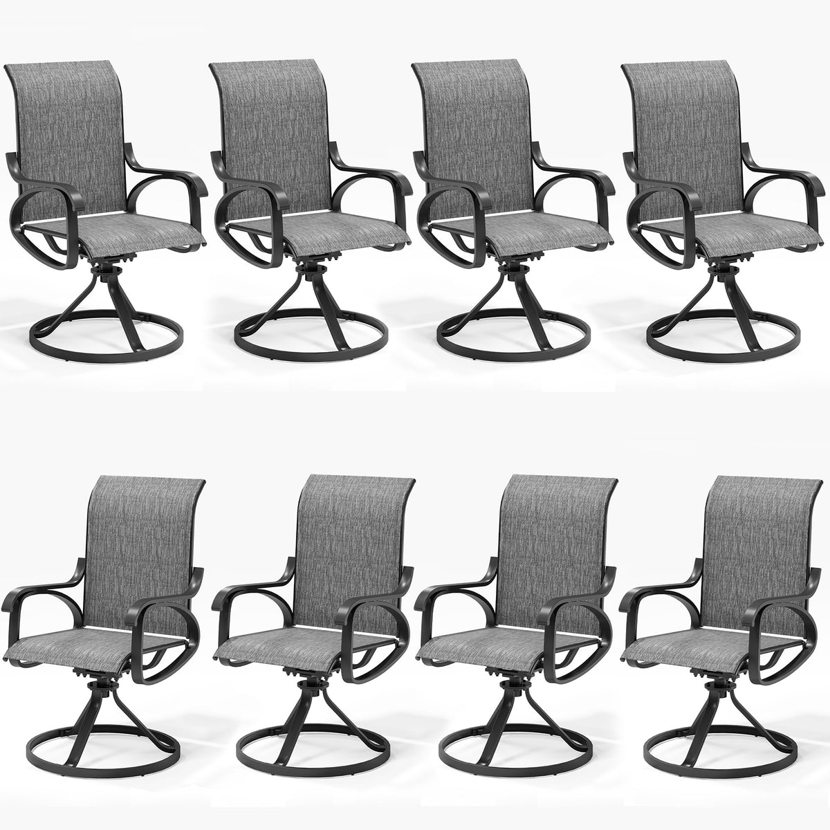 LOUVIXA Patio Swivel Chair Set of 8, All-Weather Patio Swivel Rocking Chair, High Back Patio Dining Chairs for Backyard, Porch, Lawn, Garden(8, Navy Blue)