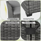 LOUVIXA 7 Pieces Patio Furniture Set, Outdoor Patio Furniture, Wicker Conversation Set with Dining Table, Chairs and Ottoman (6237 Grey-Brown)