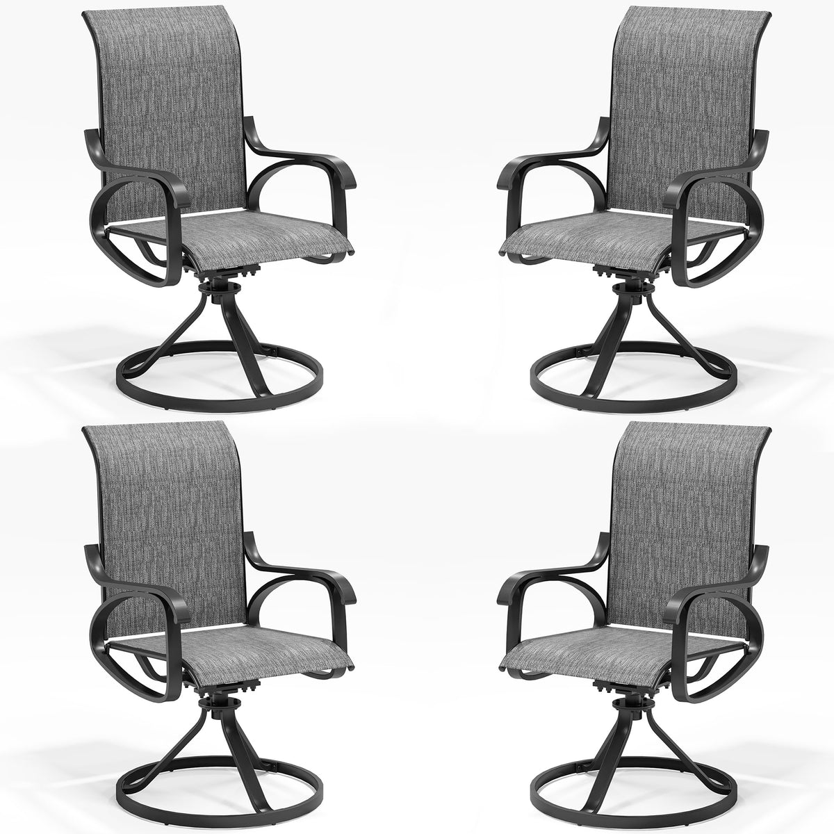 LOUVIXA Patio Swivel Chair Set of 8, All-Weather Patio Swivel Rocking Chair, High Back Patio Dining Chairs for Backyard, Porch, Lawn, Garden(8, Navy Blue)