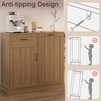 LOUVIXA Double Tilt Out Trash Cabinet, Kitchen Island with Trash Storage, Trashcan Cabinet for Kitchens, Wood Cabinet with Trash Can Pull Out, Dog Proof Trash Can (Off White, 20 Gal)