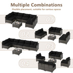 LOUVIXA 7 Piece Outdoor Patio Furniture Set, Rattan Chairs Glass Table Wicker Conversation Seating Sectional Sofa with Cushions (Brown-Camel, 7Pcs-2 Layer Coffee Table)