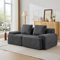 Modular Sectional Sofa, Boneless Couches for Living Room, Corduroy Couch, Big Comfy Couch, Modular Cloud Sofa with Deep Seat (Grey, 2 Pieces-Loveseat)