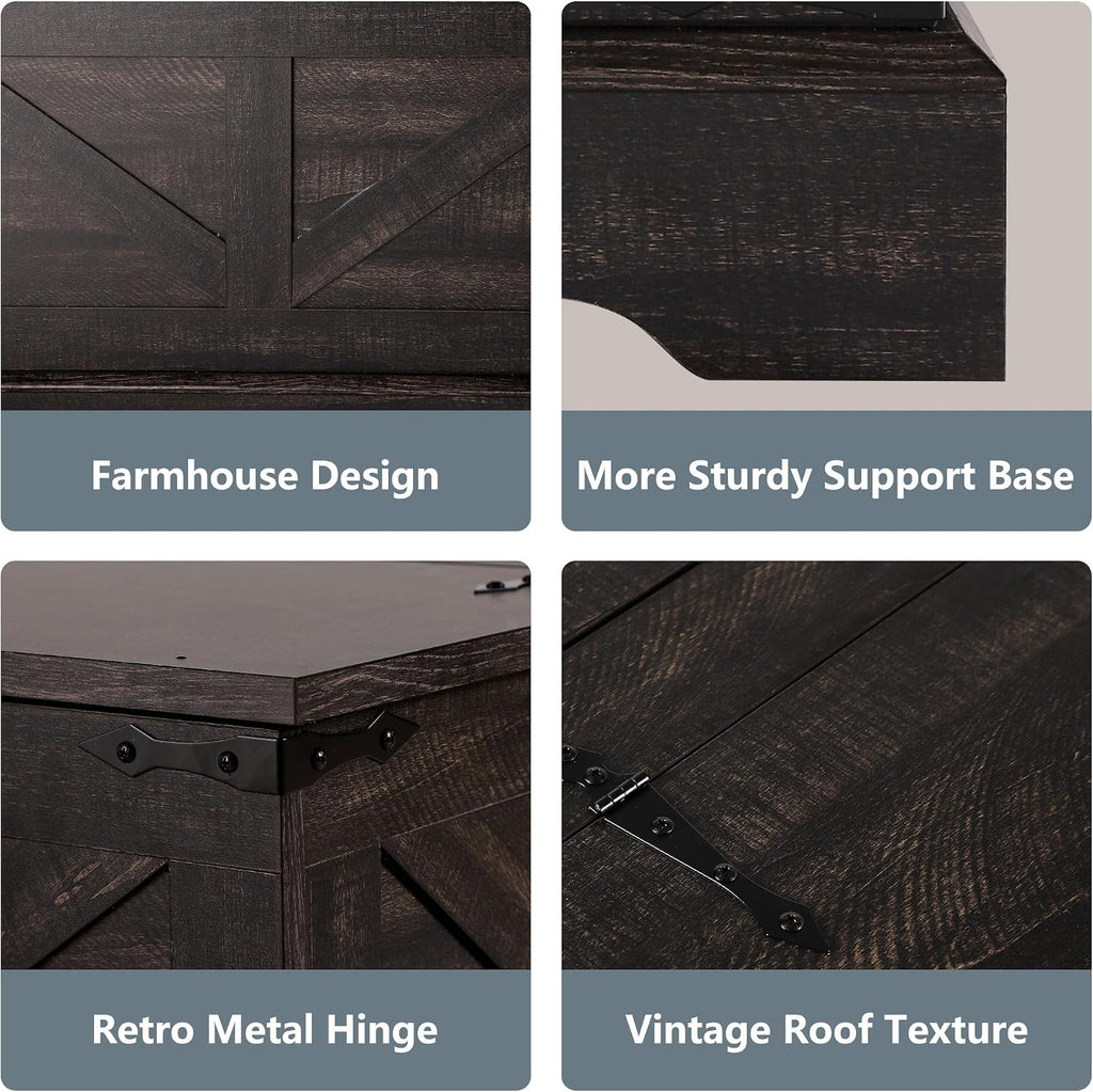 LOUVIXA Farmhouse Lift Top Coffee Table with Hidden Storage Compartment