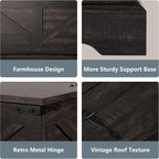 LOUVIXA Farmhouse Lift Top Coffee Table with Hidden Storage Compartment