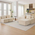 Modular Sectional Sofa, Boneless Couches for Living Room, Corduroy Couch, Big Comfy Couch, Modular Cloud Sofa with Deep Seat (Grey, 2 Pieces-Loveseat)