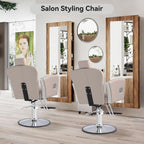 LOUVIXA Height Adjustable Salon Chair for Hair Sylist, Reclining Salon Hair Chairs, Hydraulic Barber Chair, 360 Degree Swivel Shampoo Chairset for Barbershop (Grey)