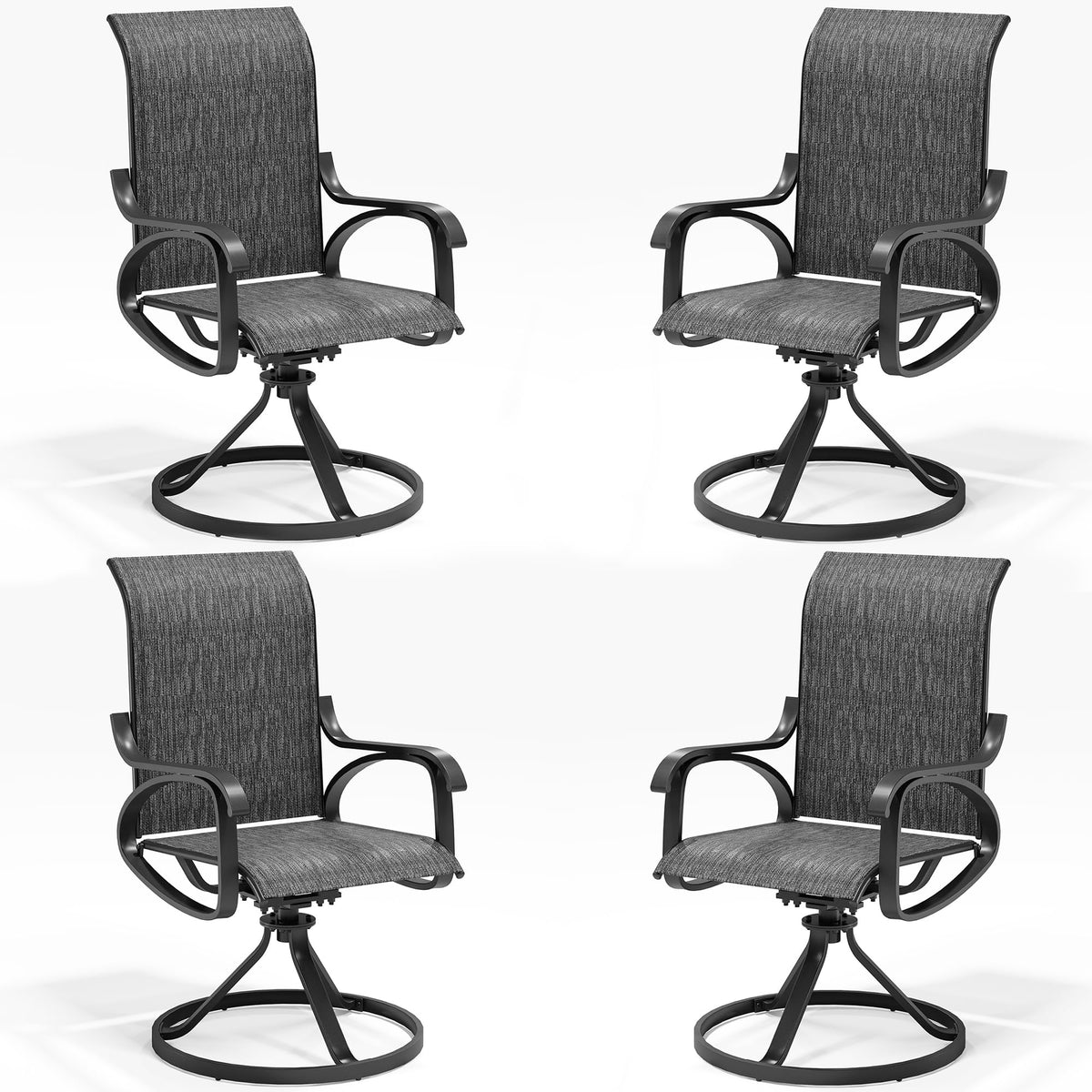 LOUVIXA Patio Swivel Chair Set of 8, All-Weather Patio Swivel Rocking Chair, High Back Patio Dining Chairs for Backyard, Porch, Lawn, Garden(8, Navy Blue)
