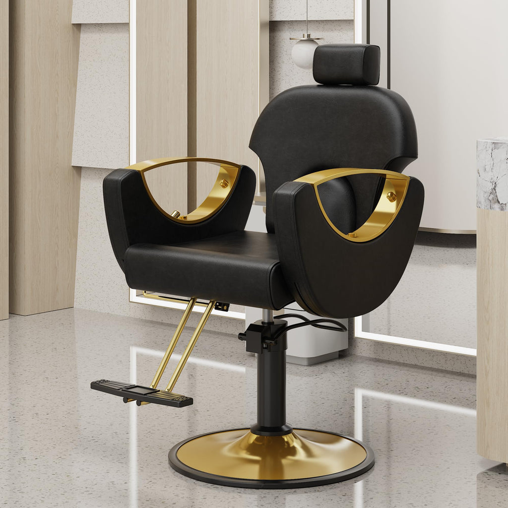 LOUVIXA Barber Chair for Hair Stylist, Height Adjustable Hydraulic Hair Reclining Salon Chair, 360 Degrees Rotation, Multi-Function Shampoo Chair for Salon Barbershop (Grey)