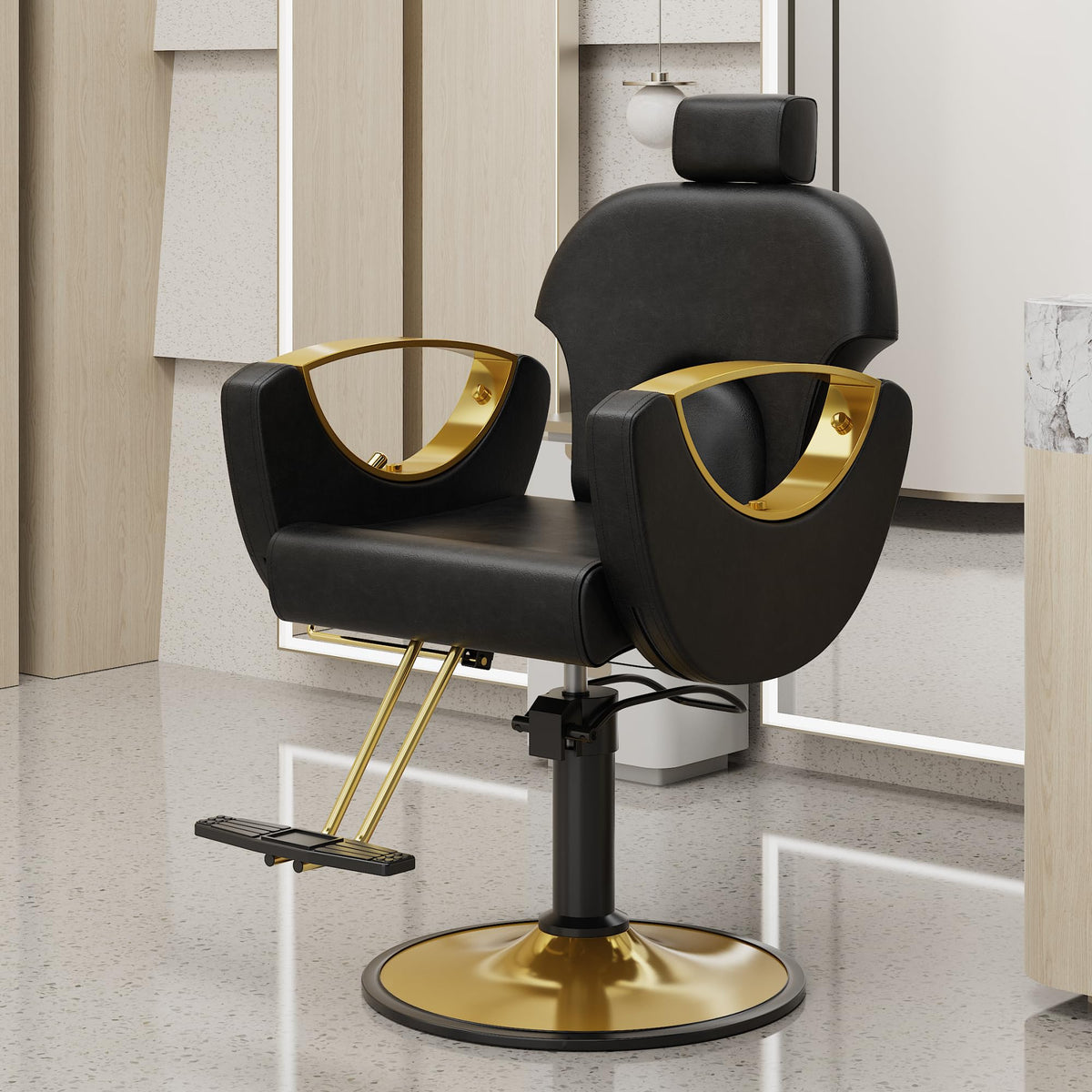 LOUVIXA Barber Chair for Hair Stylist, Height Adjustable Hydraulic Hair Reclining Salon Chair, 360 Degrees Rotation, Multi-Function Shampoo Chair for Salon Barbershop (Grey)