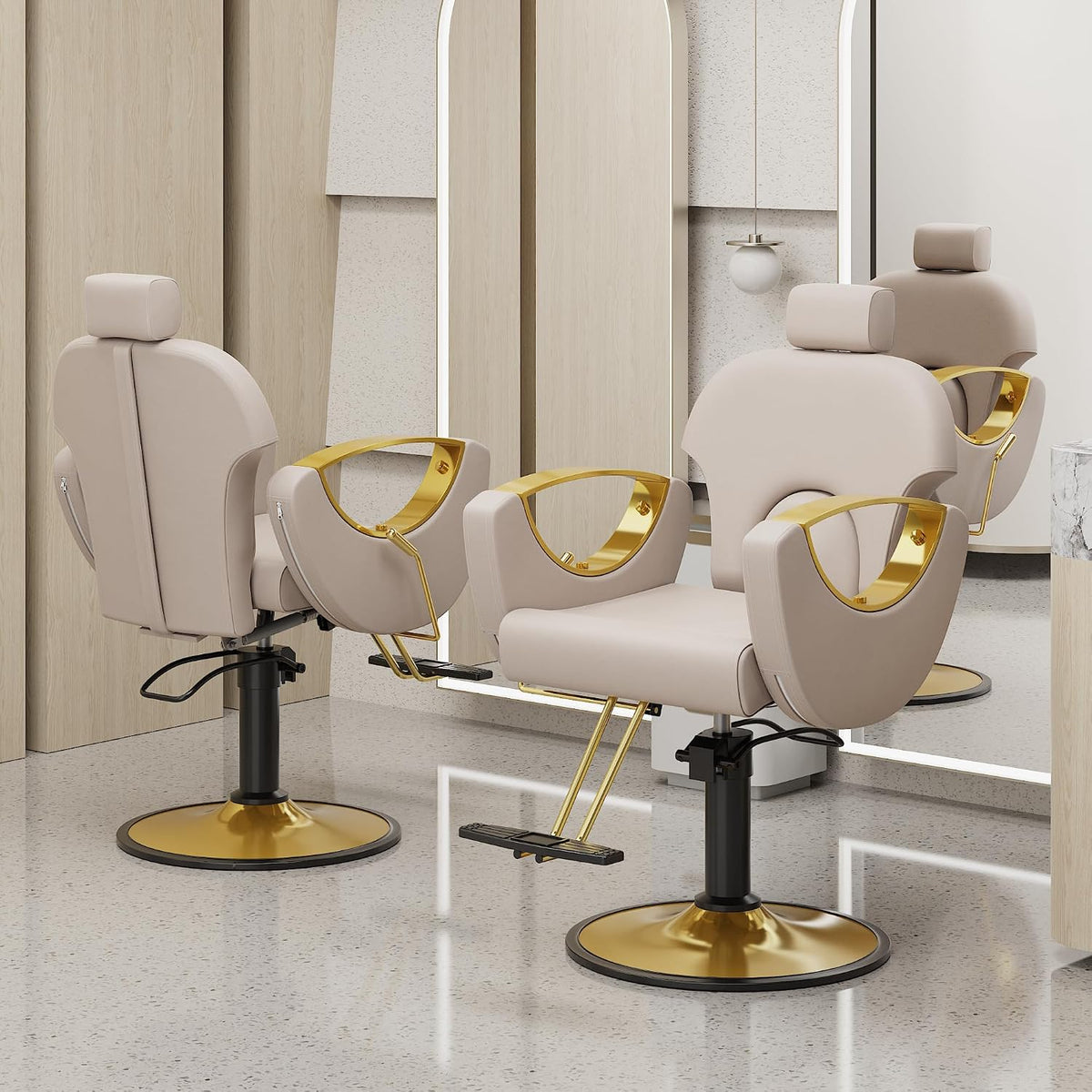 LOUVIXA Barber Chair for Hair Stylist, Height Adjustable Hydraulic Hair Reclining Salon Chair, 360 Degrees Rotation, Multi-Function Shampoo Chair for Salon Barbershop (Grey)