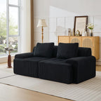 Modular Sectional Sofa, Boneless Couches for Living Room, Corduroy Couch, Big Comfy Couch, Modular Cloud Sofa with Deep Seat (Grey, 2 Pieces-Loveseat)
