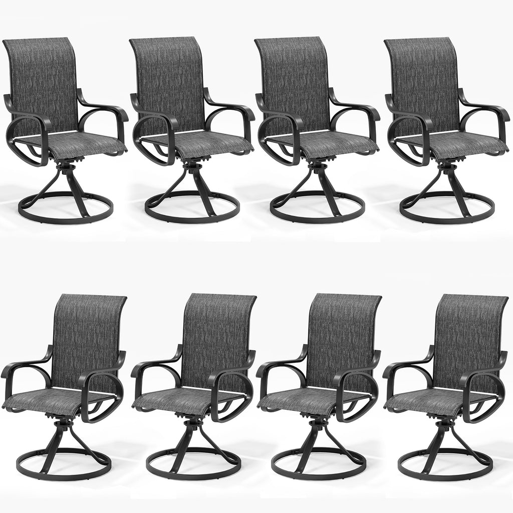 LOUVIXA Patio Swivel Chair Set of 8, All-Weather Patio Swivel Rocking Chair, High Back Patio Dining Chairs for Backyard, Porch, Lawn, Garden(8, Navy Blue)