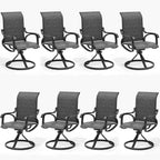 LOUVIXA Patio Swivel Chair Set of 8, All-Weather Patio Swivel Rocking Chair, High Back Patio Dining Chairs for Backyard, Porch, Lawn, Garden(8, Navy Blue)