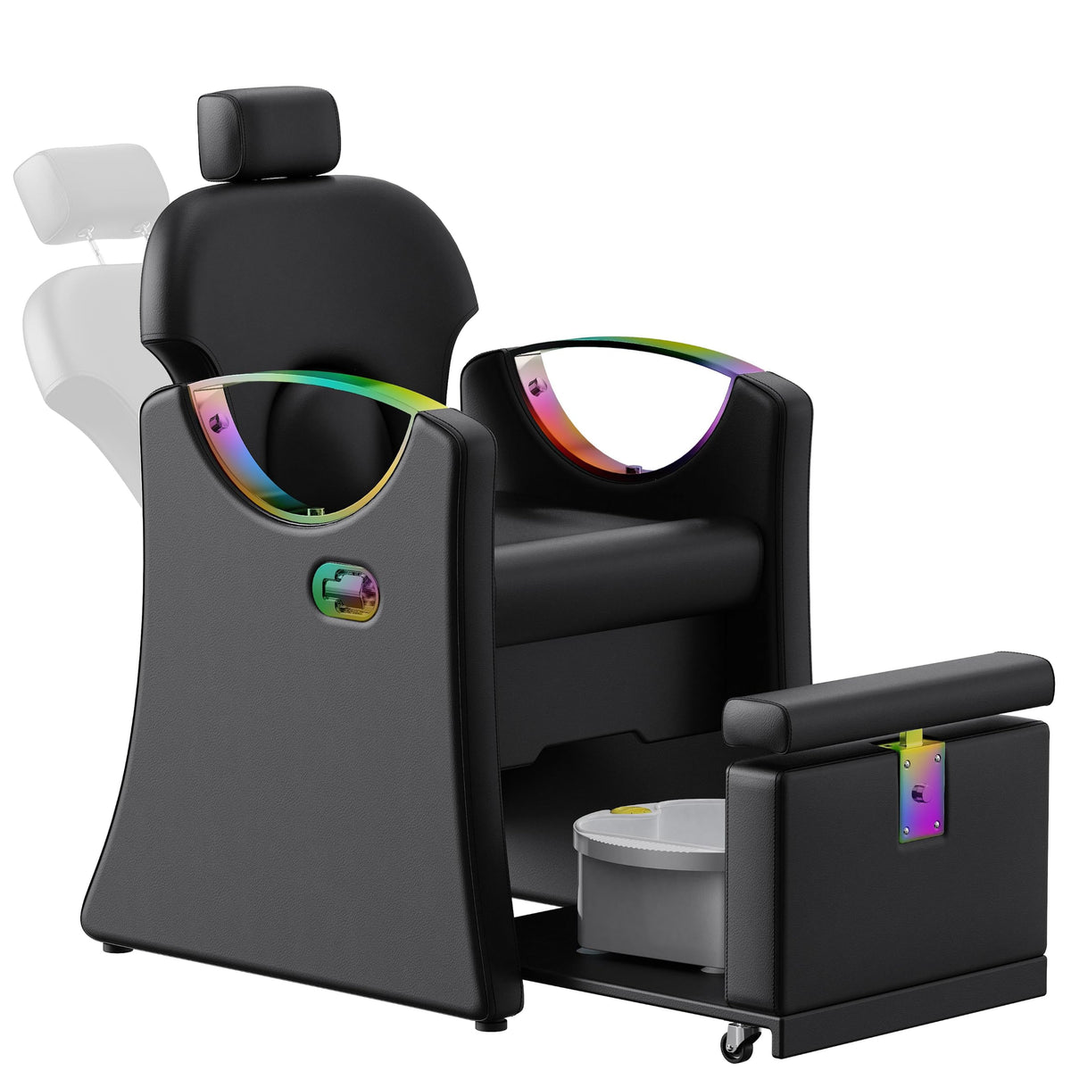 LOUVIXA Pedicure Station for Nail Tech, Reclining Pedicure Chair with Massage Foot Bath, No Plumbing Pedicure Station Unit (Sweet Pink)