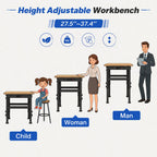 94.5" Heavy Duty Workbench, Height Adjustable Garage Work Table, Workstation Desk with Power Strip2, Workbench with Pegboard, 2000LBS Max Load