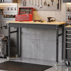 94.5" Heavy Duty Workbench, Height Adjustable Garage Work Table, Workstation Desk with Power Strip2, Workbench with Pegboard, 2000LBS Max Load