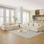Modular Sectional Sofa, Boneless Couches for Living Room, Corduroy Couch, Big Comfy Couch, Modular Cloud Sofa with Deep Seat (Grey, 2 Pieces-Loveseat)