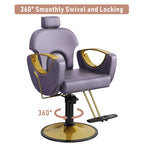 LOUVIXA Barber Chair for Hair Stylist, Height Adjustable Hydraulic Hair Reclining Salon Chair, 360 Degrees Rotation, Multi-Function Shampoo Chair for Salon Barbershop (Grey)