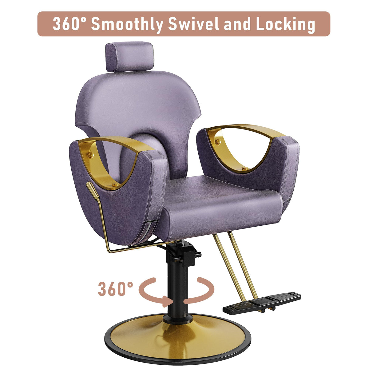 LOUVIXA Barber Chair for Hair Stylist, Height Adjustable Hydraulic Hair Reclining Salon Chair, 360 Degrees Rotation, Multi-Function Shampoo Chair for Salon Barbershop (Grey)