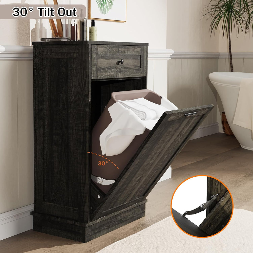 LOUVIXA Tilt Out Trash Cabinet, Dog Proof Trash Can Holder Without Trashbin (Smoky Brown)