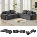 Modular Sectional Sofa, Boneless Couches for Living Room, Corduroy Couch, Big Comfy Couch, Modular Cloud Sofa with Deep Seat (Grey, 2 Pieces-Loveseat)