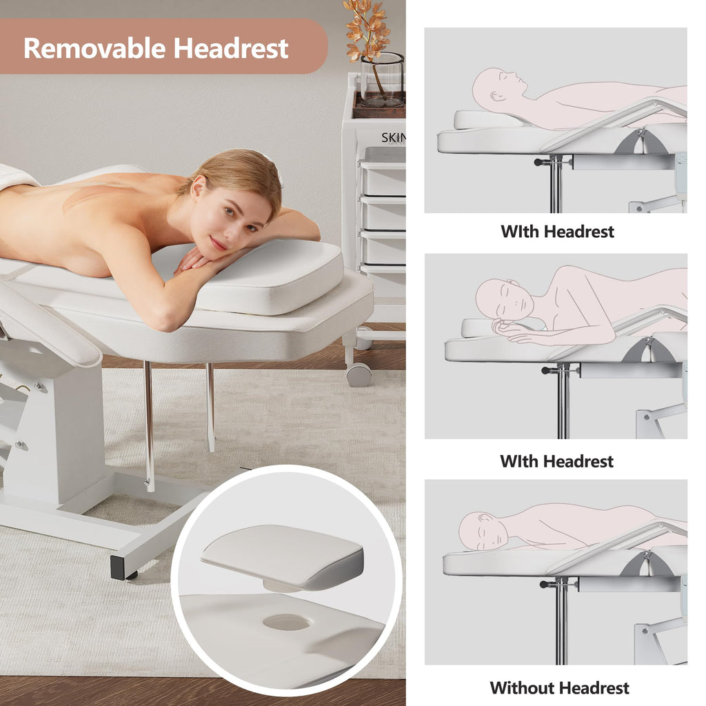 LOUVIXA Electric Height Adjustable Tattoo Bed, Electric Lift Massage Table, Multi-Purpose Massage Tattoo Lash Waxing Table for Beauty Barber Spa, Height Backrest Footrest Adjustable (Pink)
