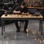 94.5" Heavy Duty Workbench, Height Adjustable Garage Work Table, Workstation Desk with Power Strip2, Workbench with Pegboard, 2000LBS Max Load