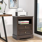 LOUVIXA Nightstand with Charging Station, Farmhouse Night Stand with 2 Drawers, Bedside Cabinet for Bedroom, End Table Side Table with Storage (1, White)