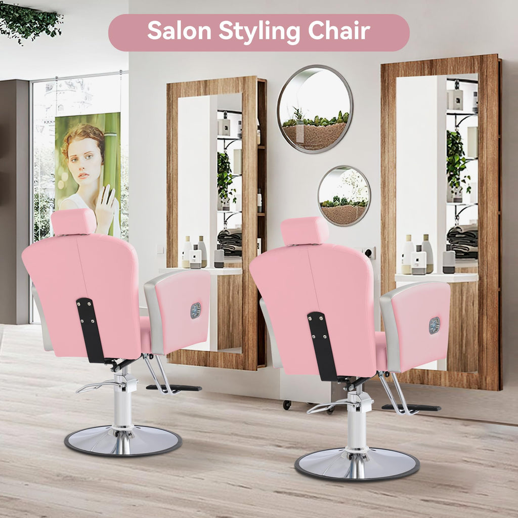 LOUVIXA Height Adjustable Salon Chair for Hair Sylist, Reclining Salon Hair Chairs, Hydraulic Barber Chair, 360 Degree Swivel Shampoo Chairset for Barbershop (Grey)